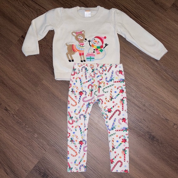 Gymboree Christmas Reindeer & Snowman Appliqué Sweater & Legging Set (18-24m) - Picture 1 of 7